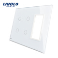 Livolo Branco 170mm * 125mm EUA padrão Triplo Vidro Vitrificado Painel Para Venda Para Interruptor de Toque de Parede Tomada VL-C5-C2 / C2 / SR-11